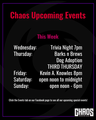 It’s a packed calendar at Chaos and our favorite week of the month.